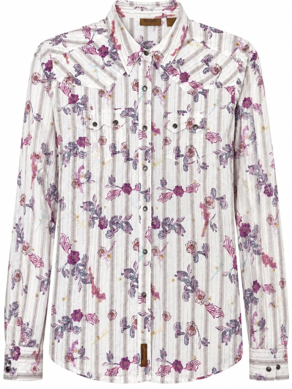 Wrangler Women's Western Shirt Size M Floral Metallic Snap Front Cowgirl